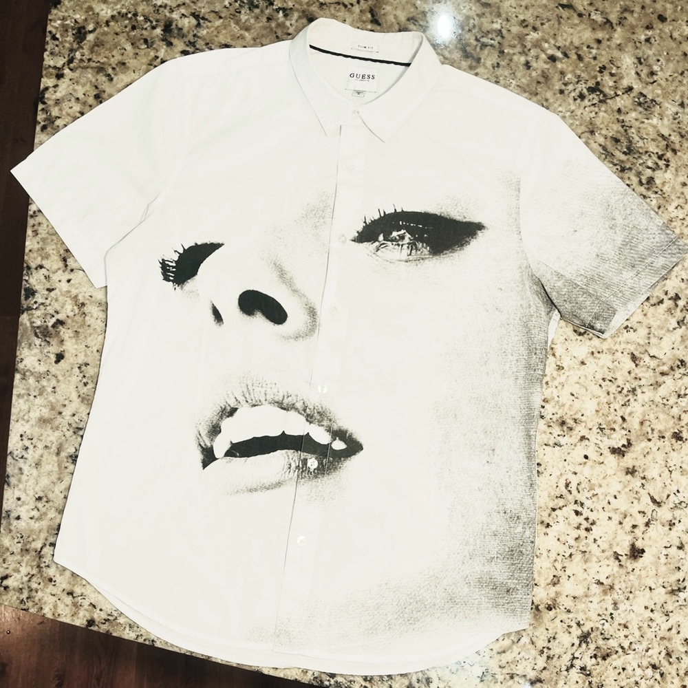 GUESS White Graphic Men's Shirt